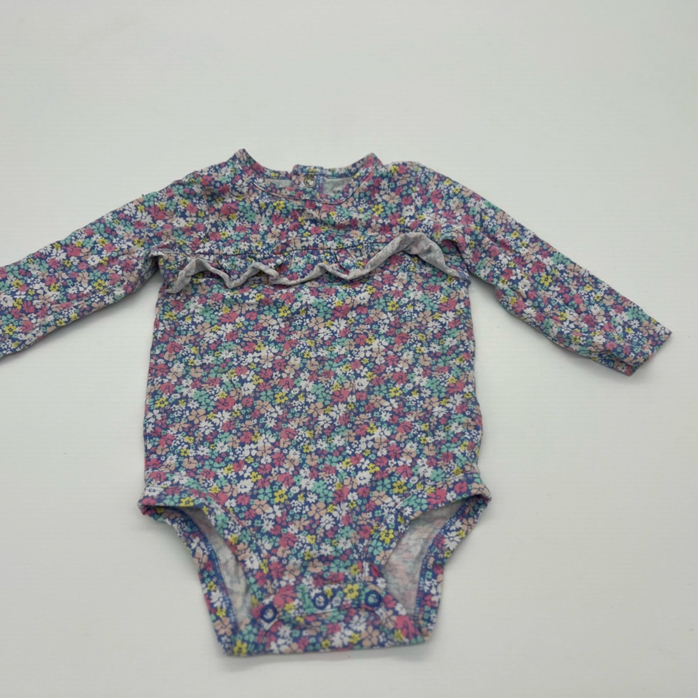 Carters Girls Baby 12 Month Long Sleeve Floral Multicolor Shirt Jumpsuit